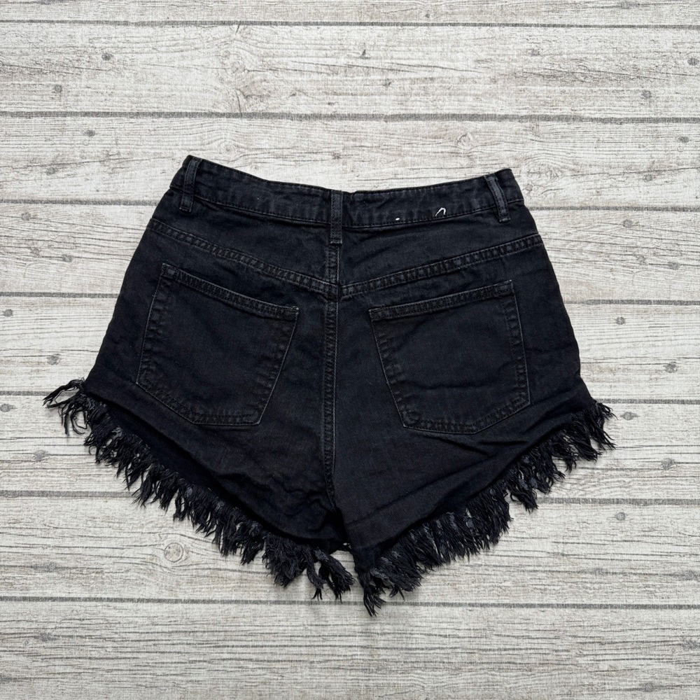 Garage Shorts Women's 27 Black Mini Festival Cheeky Cut Off Denim High Waisted - Picture 2 of 5